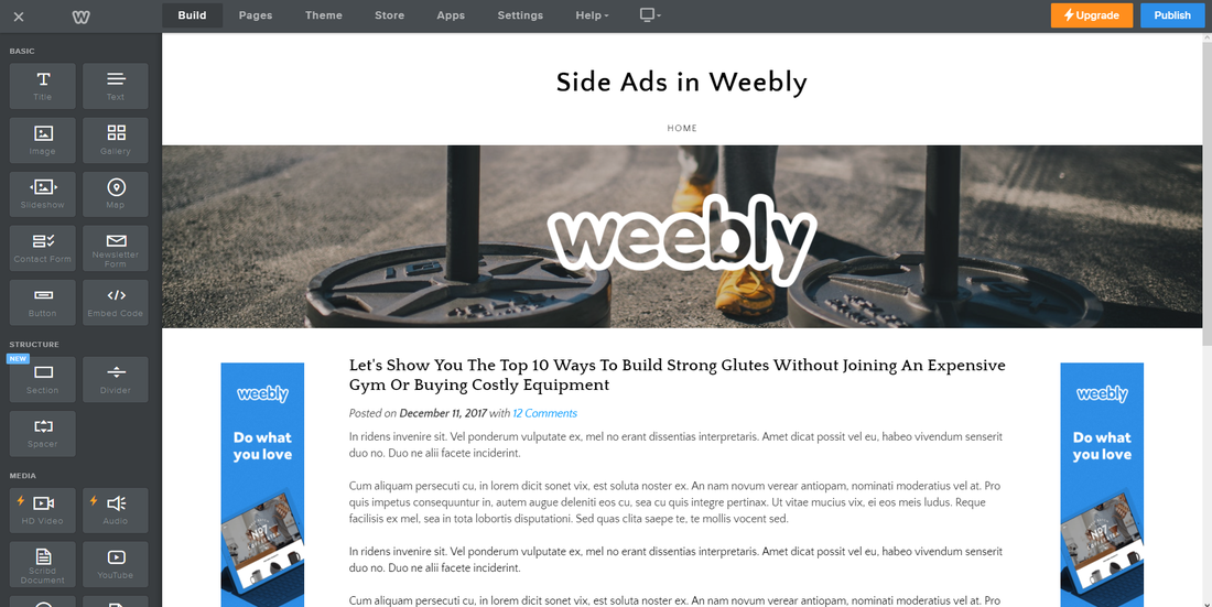 Công cụ tự thiết kế web Weebly