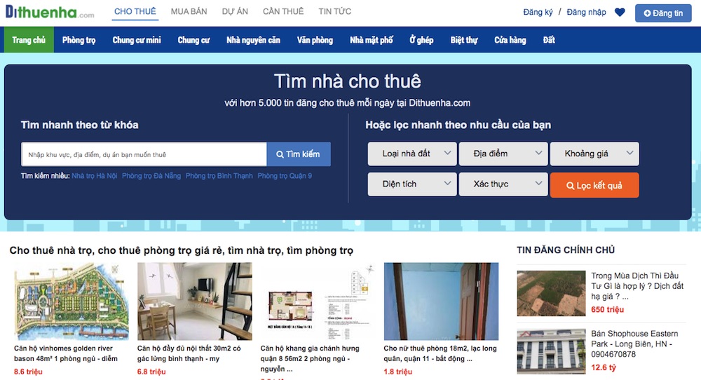 Lợi ích khi sử dụng website đăng bài thuê phòng trọ