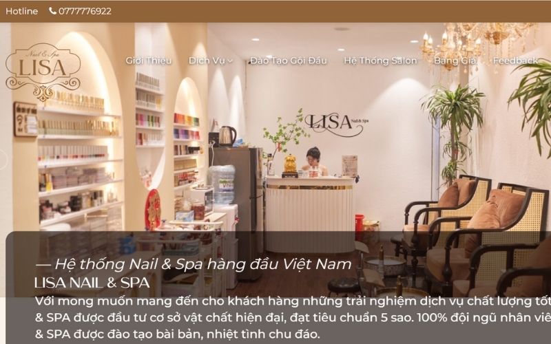 mẫu website cho tiệm nail Lisa nail