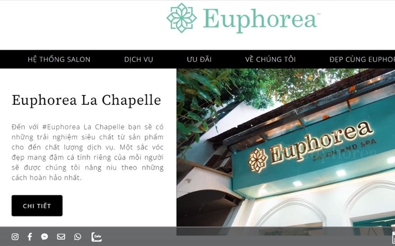 mẫu web cho tiệm nail Euphorea