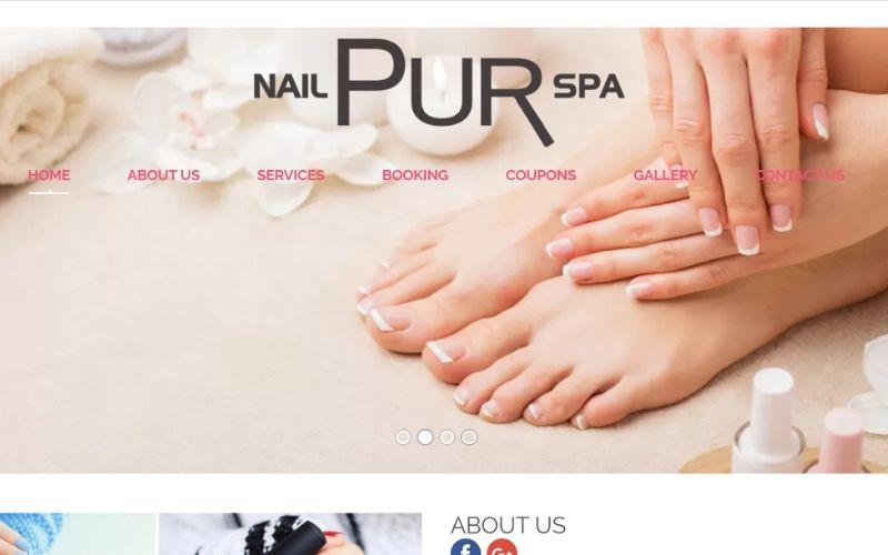Mẫu web Pur nail cho tiệm nail 