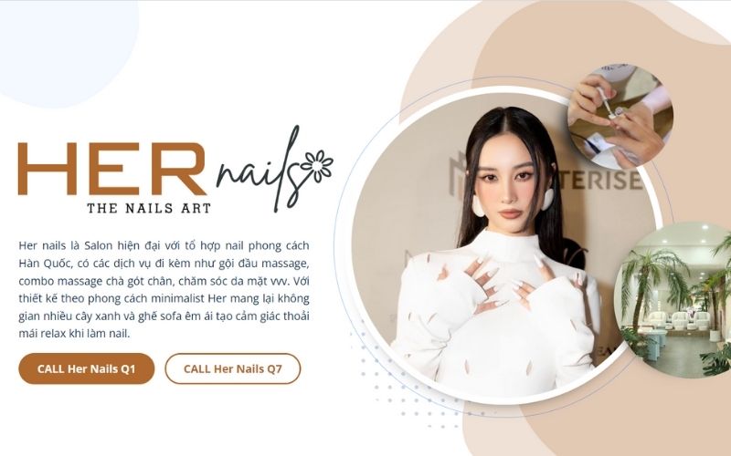 mẫu website cho tiệm nail Her nails